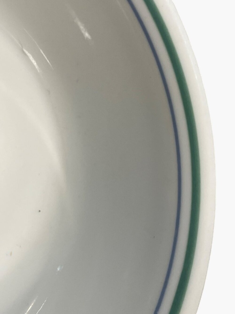 Corelle Corning COUNTRY COTTAGE White Bowl With Green and Blue Stripe Pattern - Picture 1 of 8